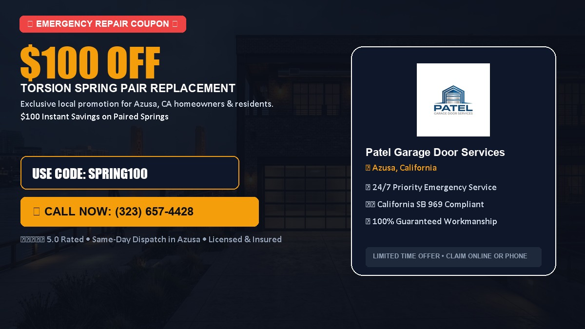 $100 OFF Heavy-Duty Torsion Spring Pair Replacement in Azusa, CA